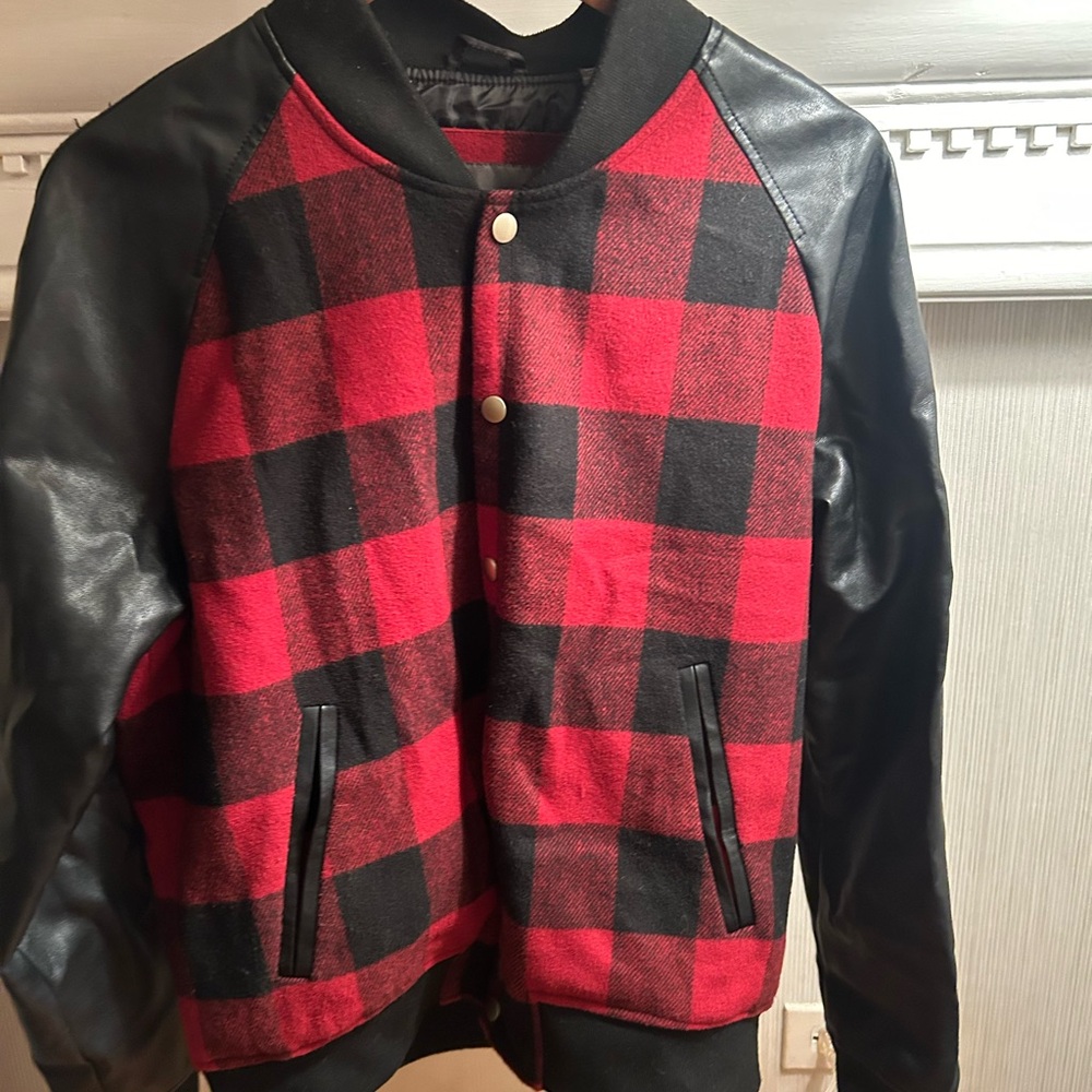 Slate & Stone Checkered Pattern Varsity Jacket. - image 3